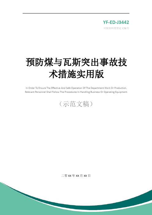 预防煤与瓦斯突出事故技术措施实用版