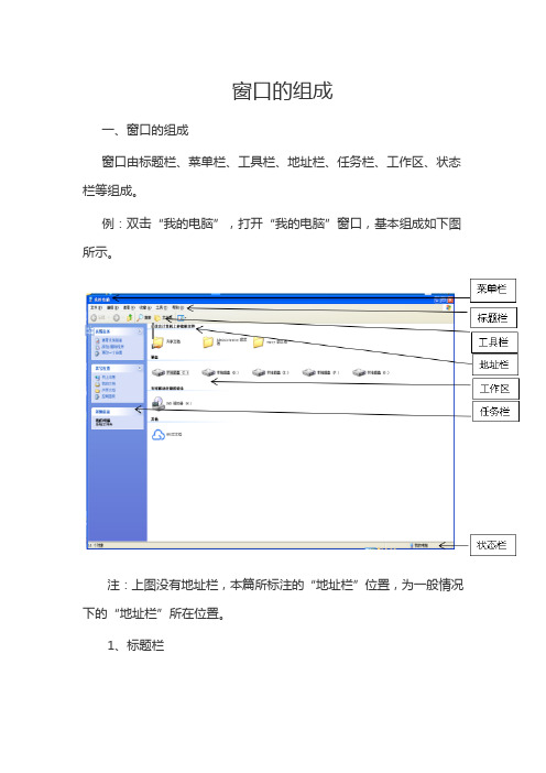 电脑窗口各部位名称