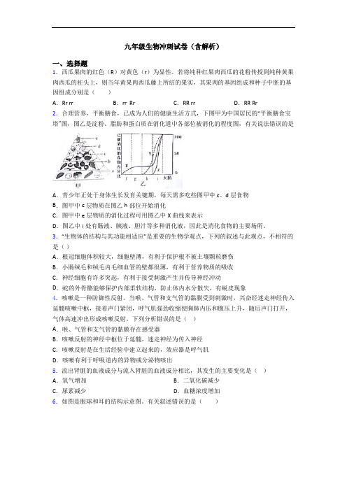 九年级生物冲刺试卷(含解析)