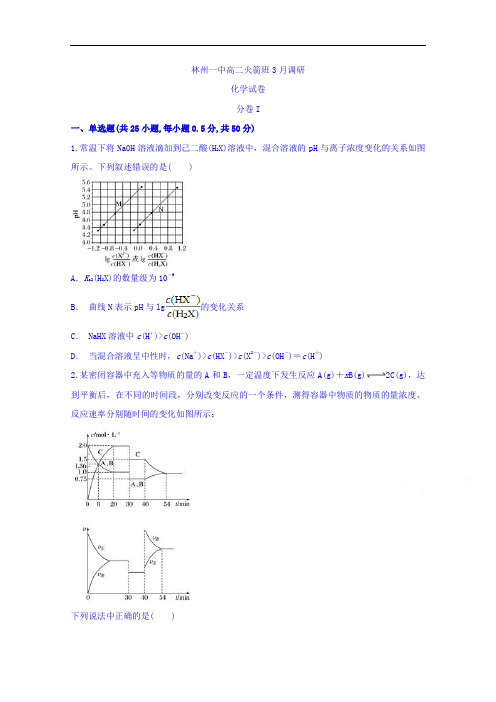 河南省林州市第一中学2017-2018学年高二下学期开学考试化学试题火箭班 含答案 精品