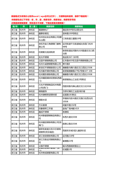 2020新版浙江省杭州市余杭区钢材工商企业公司商家名录名单联系电话号码地址大全514家