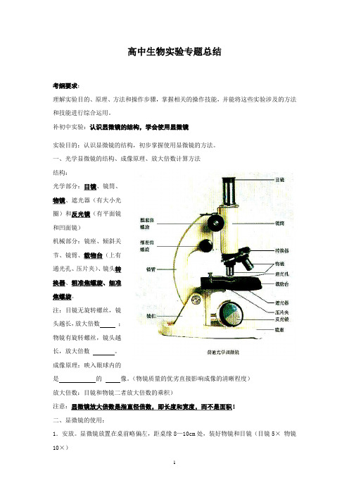 高中生物实验专题总结