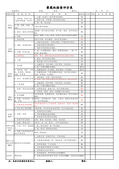 装载机评分表