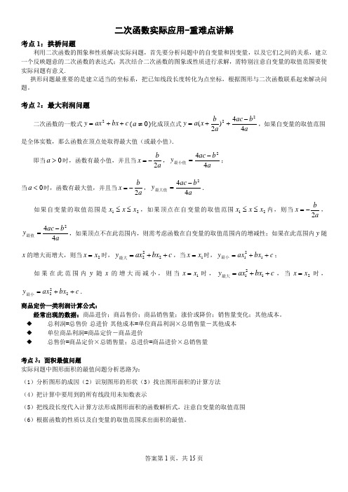 二次函数实际应用-重难点讲解