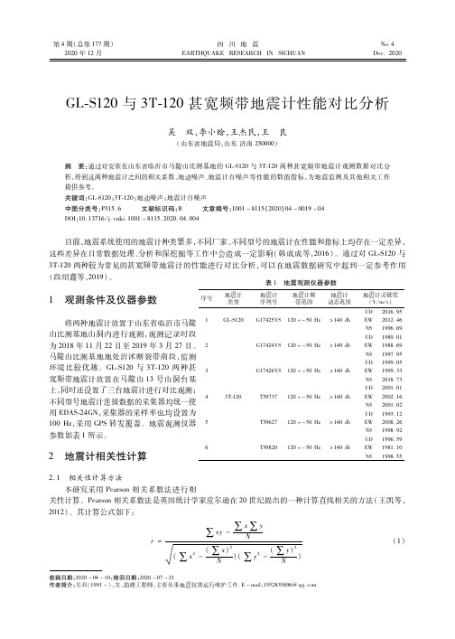 GL-S120与3T-120甚宽频带地震计性能对比分析