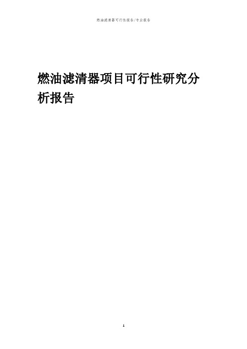 【可行性报告】2023年燃油滤清器项目可行性研究分析报告