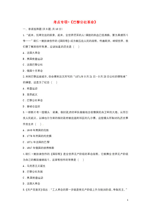 九年级历史上册第六单元无产阶级的斗争与资产阶级统治的加强练习  (打包26套)新人教版