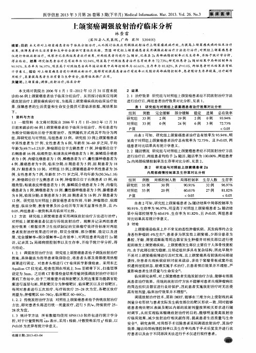 上颌窦癌调强放射治疗临床分析