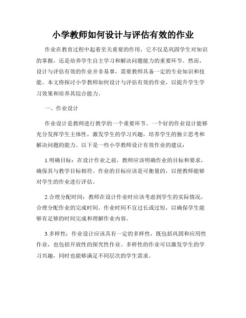 小学教师如何设计与评估有效的作业