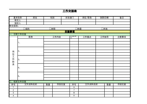 工作交接表