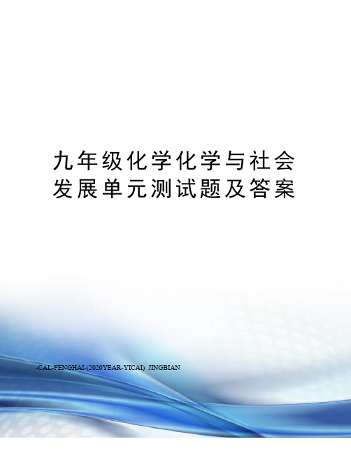 九年级化学化学与社会发展单元测试题及答案