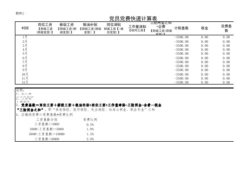 党费快速计算表