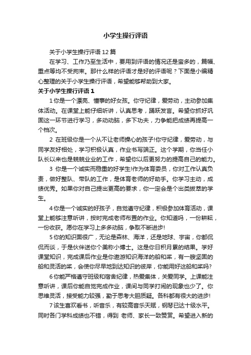 小学生操行评语