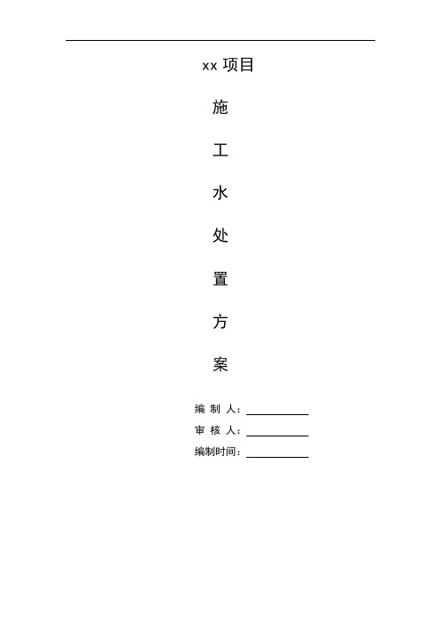 项目施工废水处置方案