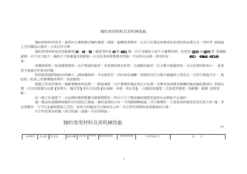 轴的常用材料及其机械性能