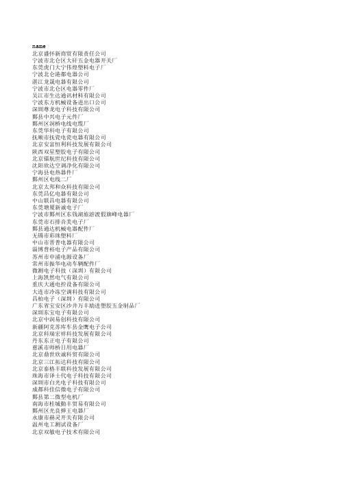 电子电器行业企业名单