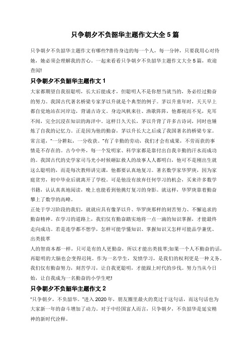 只争朝夕不负韶华主题作文大全5篇