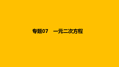 专题07 一元二次方程-2020年中考数学全面复习系列讲座(通用版)