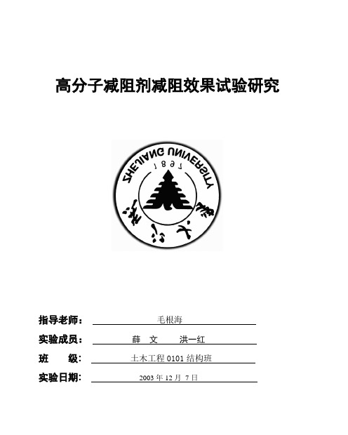 高分子减阻剂减阻效果试验研究