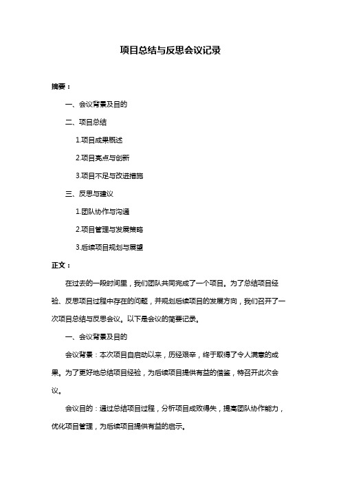 项目总结与反思会议记录