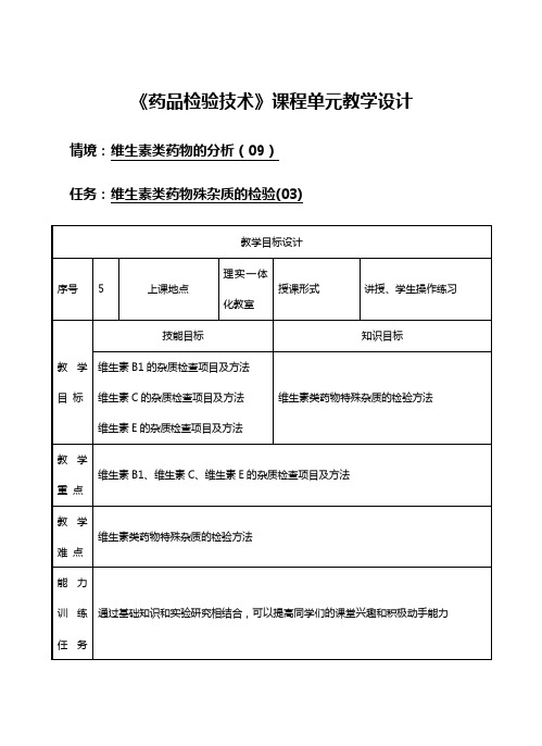 维生素类药物殊杂质的检验