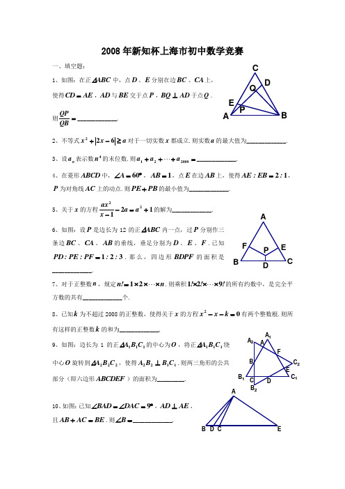 2008年新知杯上海市初中数学竞赛