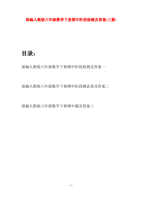 部编人教版六年级数学下册期中阶段检测及答案(三套)