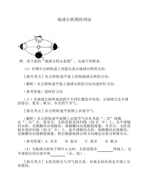 地球公转图的判读
