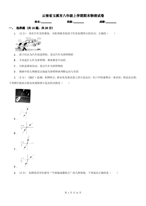 云南省玉溪市八年级上学期期末物理试卷