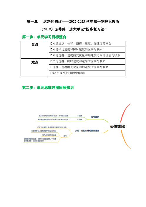 第1章   运动的描述2022-2023学年物理人教版(2019)必修1大单元四步复习法