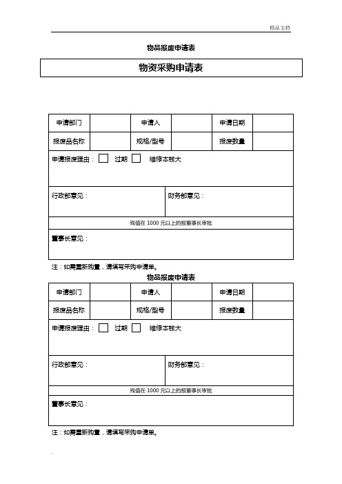 物品报废申请表