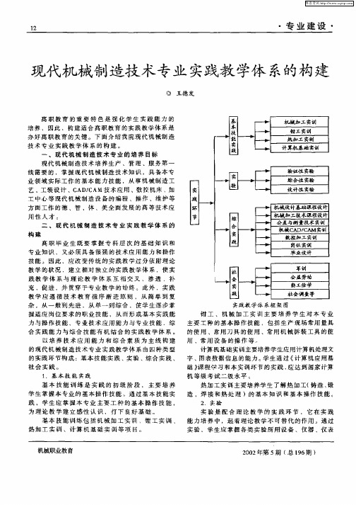 现代机械制造技术专业实践教学体系的构建