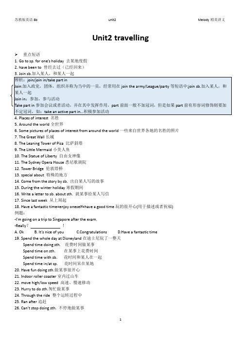 (完整word版)苏教版英语8bunit2知识点梳理,推荐文档