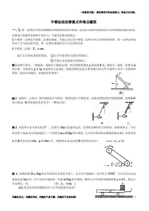 牛顿运动定律重点和难点题型