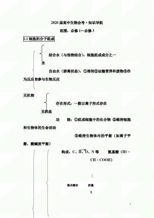 2020届高中生物毕业会考知识清单(精华版)