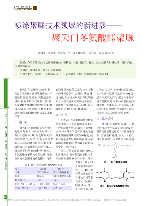 喷涂聚脲技术领域的新进展_聚天门冬氨酸酯聚脲_黄微波