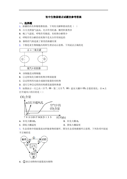 初中生物易错点试题含参考答案