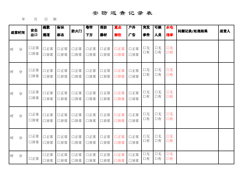 安防巡查记录表