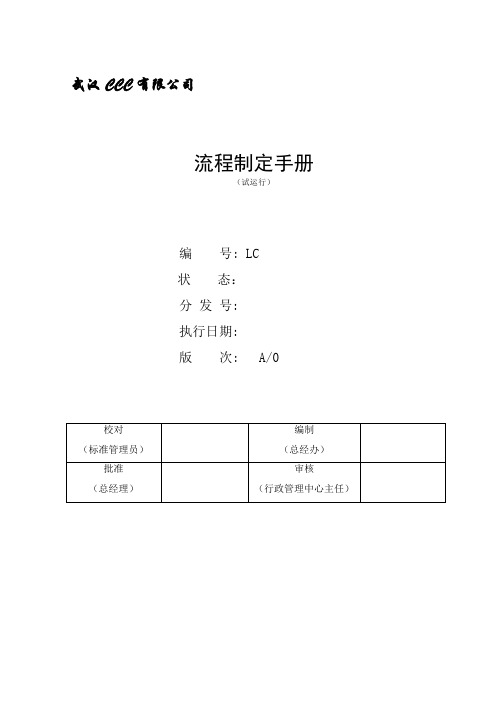 公司流程制定手册、规范、标准