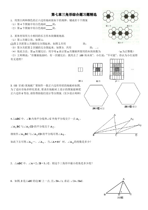 第七章 三角形综合题习题精选2