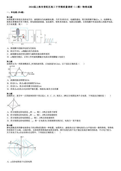 2024届上海市普陀区高三下学期质量调研(二模)物理试题 (2)