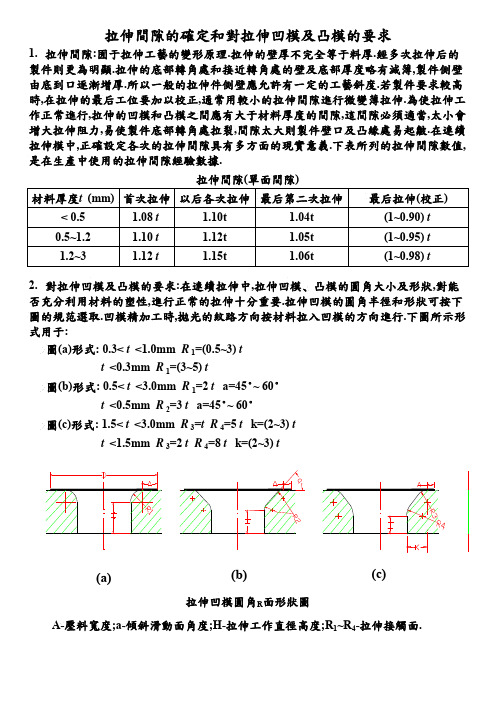 拉伸模具中间隙的确定和凹模凸模的设计要求