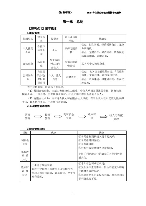 2018年《中级财务管理》核心知识点总结