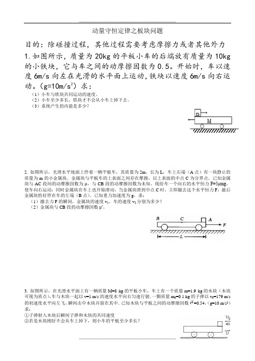 动量守恒定律之板块问题