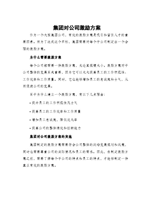 集团对公司激励方案