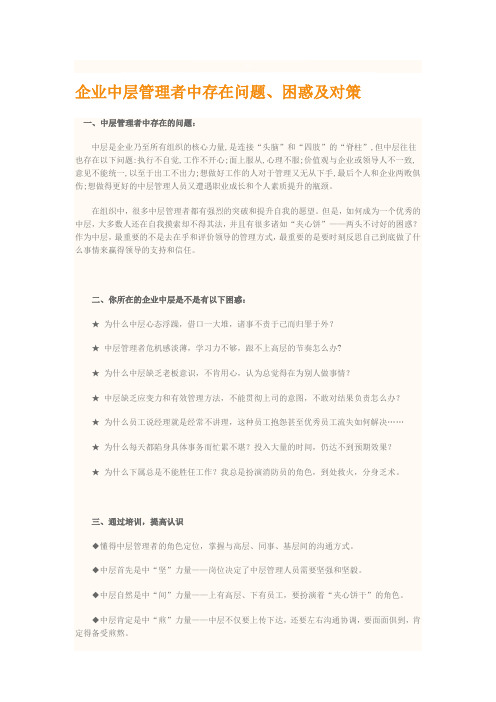 企业中层管理者中存在问题