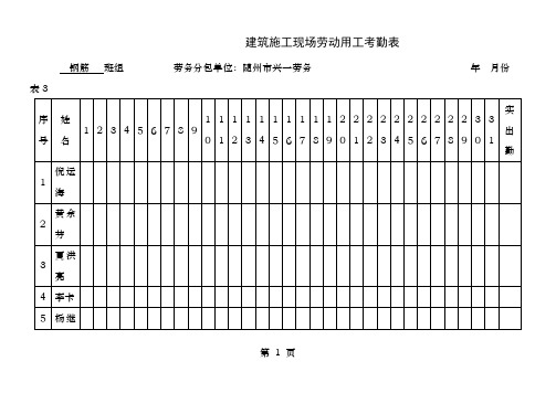 农民工考勤表