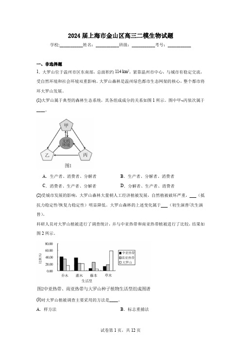 2024届上海市金山区高三二模生物试题