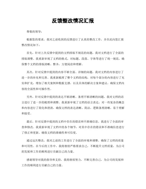 反馈整改情况汇报