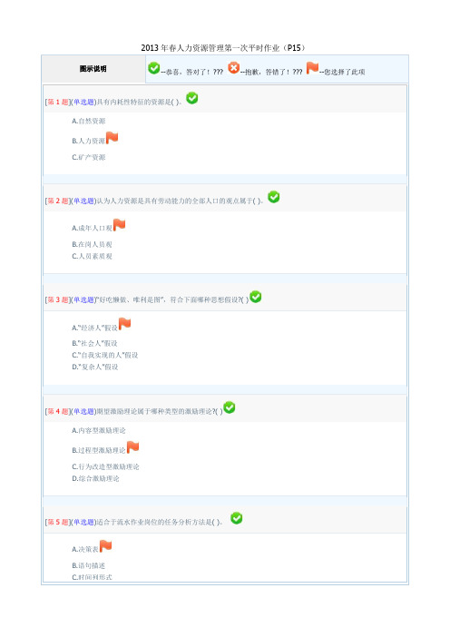 2013年春人力资源管理平时作业(3套)